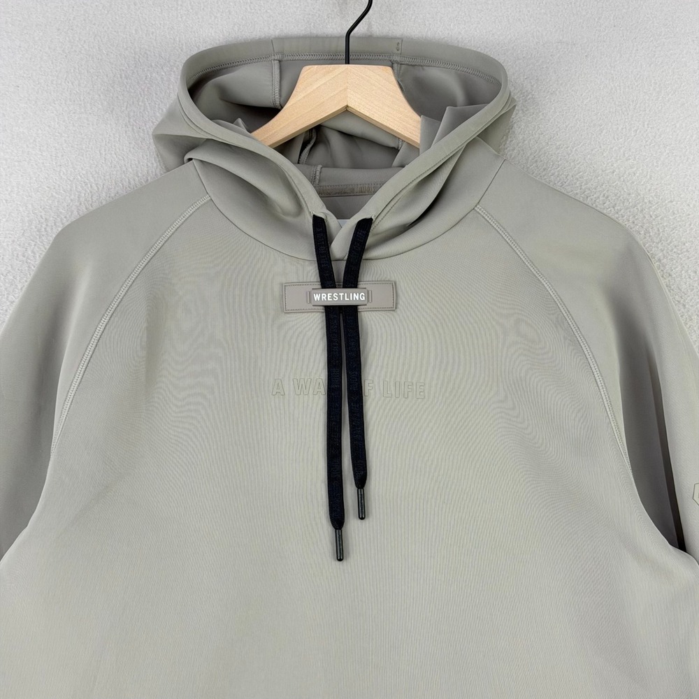 RUDIS Cool-Feel Cord Grip Wrestling Hoodie Mens M Gray Taupe Athletic Pullover
